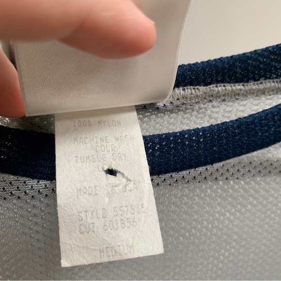 VINTAGE Y2K mesh rave top silver blue graphic back pocket club festival wear - Picture 7 of 9